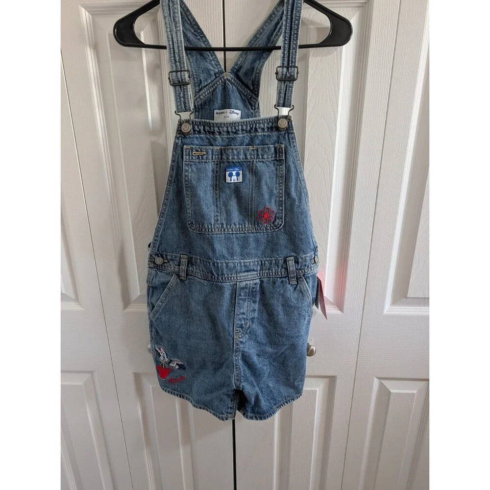 NWT Old Navy x Disney Girls Denim Shortalls Minnie Mouse XXL 14